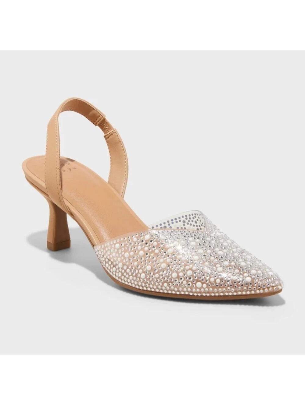 Women's Isabel Embellished Slingback Kitten Heels 7.5